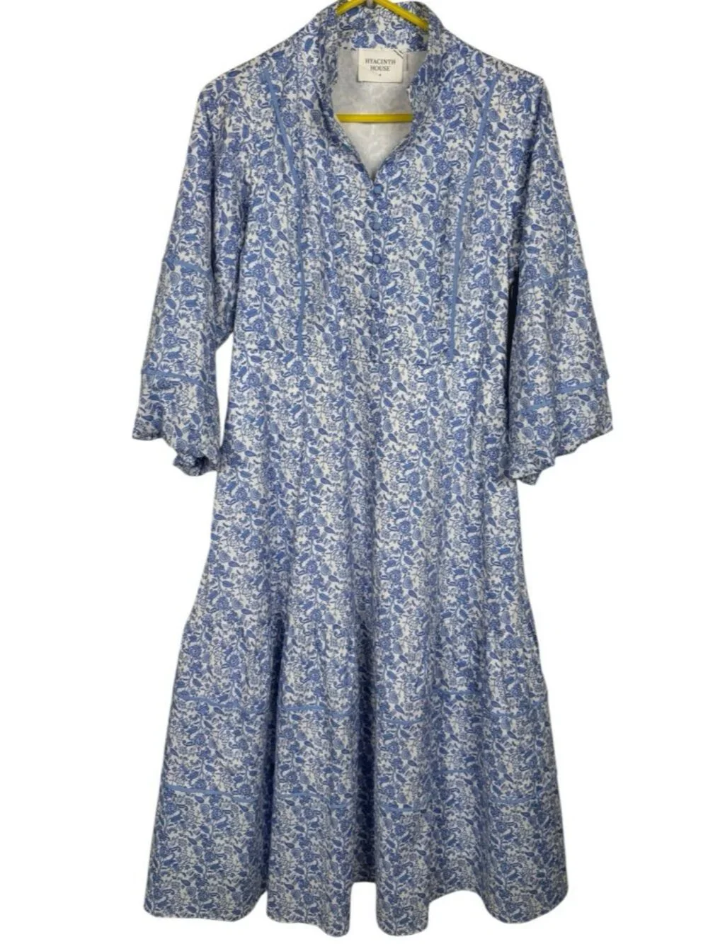 Hyacinth House Dress Womens S MIdi Baby Blue Ditsy Floral Hillsborough Cotton - Picture 2 of 6